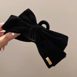 Advanced Texture Velvet Hair Clips Black Double-Sided Bow Shark Clips Women Back Head Hairpin Fashion Barrettes Hair Accessories