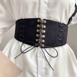 European and American style suede velvet strap waist cincher women's vintage hundred match dress wide waist belt fashion stretch