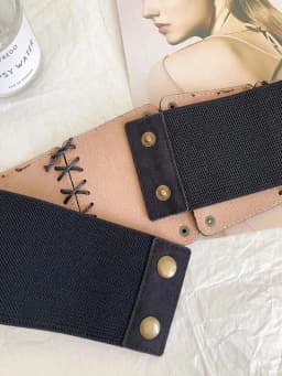 European and American style suede velvet strap waist cincher women's vintage hundred match dress wide waist belt fashion stretch