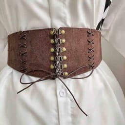 European and American style suede velvet strap waist cincher women's vintage hundred match dress wide waist belt fashion stretch