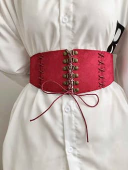 European and American style suede velvet strap waist cincher women's vintage hundred match dress wide waist belt fashion stretch