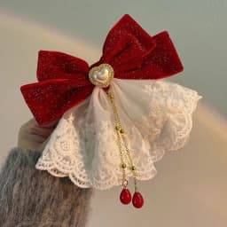 Beautiful Barrette for Woman White Lace Elegant Velvet Ribbon Bowknot Hair Accessories