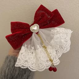 Beautiful Barrette for Woman White Lace Elegant Velvet Ribbon Bowknot Hair Accessories