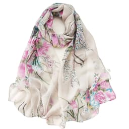 New Fashion Flower Chiffon Silky Georgette Scarf for Women Printing Long Soft Wrap Shawl Beach Kerchief Scarves Foulard Hijabs