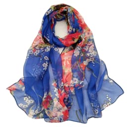 New Fashion Flower Chiffon Silky Georgette Scarf for Women Printing Long Soft Wrap Shawl Beach Kerchief Scarves Foulard Hijabs