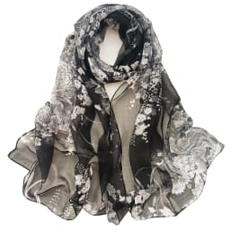 New Fashion Flower Chiffon Silky Georgette Scarf for Women Printing Long Soft Wrap Shawl Beach Kerchief Scarves Foulard Hijabs
