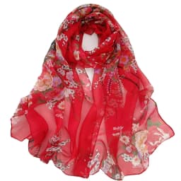 New Fashion Flower Chiffon Silky Georgette Scarf for Women Printing Long Soft Wrap Shawl Beach Kerchief Scarves Foulard Hijabs