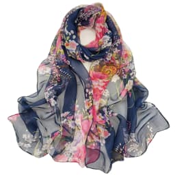 New Fashion Flower Chiffon Silky Georgette Scarf for Women Printing Long Soft Wrap Shawl Beach Kerchief Scarves Foulard Hijabs