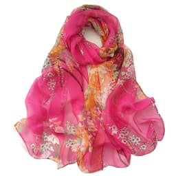 New Fashion Flower Chiffon Silky Georgette Scarf for Women Printing Long Soft Wrap Shawl Beach Kerchief Scarves Foulard Hijabs