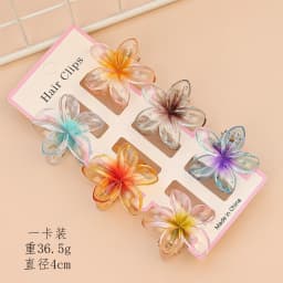 6Pcs Fashion Colorful Transparent Flower Small Hair Claw Clips Clamp Hairpin Barrette For Thick Thin Hair Accessories For Women
