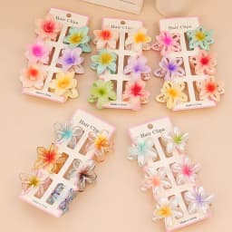 6Pcs Fashion Colorful Transparent Flower Small Hair Claw Clips Clamp Hairpin Barrette For Thick Thin Hair Accessories For Women