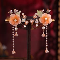 2pcs Chinese Hanfu Hair Clips Hairpins Flower Girls Pink Barretes Crystal Tassel Children Hair Accessories Jewelry Headwear