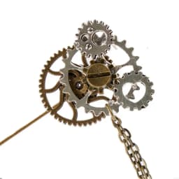 Steampunk Vintage Gear Brooch Chain Collar Pin Gothic Lapel Pin Badges Jewelry for Women and Man Halloween Party Costume