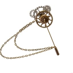 Steampunk Vintage Gear Brooch Chain Collar Pin Gothic Lapel Pin Badges Jewelry for Women and Man Halloween Party Costume