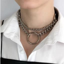 Punk Gothic Black PU Leather Chain Collar Choker For Women Adjustable Decor For Daily Cosplay Rave Club Festival Party Outfit
