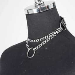 Punk Gothic Black PU Leather Chain Collar Choker For Women Adjustable Decor For Daily Cosplay Rave Club Festival Party Outfit