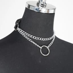 Punk Gothic Black PU Leather Chain Collar Choker For Women Adjustable Decor For Daily Cosplay Rave Club Festival Party Outfit