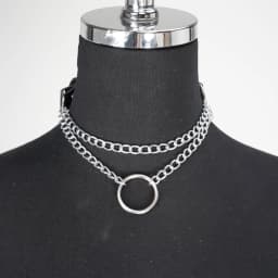 Punk Gothic Black PU Leather Chain Collar Choker For Women Adjustable Decor For Daily Cosplay Rave Club Festival Party Outfit