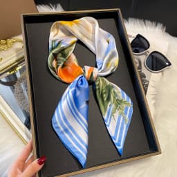 NEW Flower Silk Square Scarf Women Satin Shawl Wrap Hijab Female Hair Band Wrist Luxury Headkerchief 70*70cm Echarpe Bandana