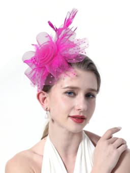 1PCS Fascinators Hat Flower Mesh Ribbons Feathers On A Headband And A Clip Tea Party Headwear For Girls And Women