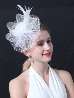 1PCS Fascinators Hat Flower Mesh Ribbons Feathers On A Headband And A Clip Tea Party Headwear For Girls And Women