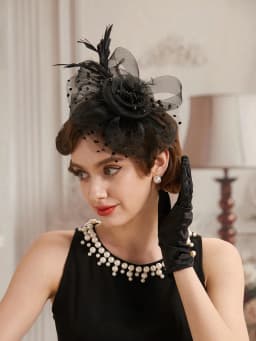 1PCS Fascinators Hat Flower Mesh Ribbons Feathers On A Headband And A Clip Tea Party Headwear For Girls And Women