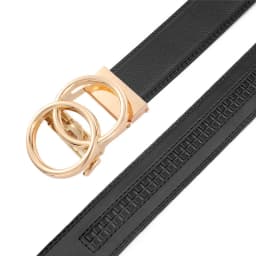2025 Double Ring Automatic Buckle Belt Men's Leather Belt Cowhide Fashionable and Simple Belt Gold and Silver Alloy Buckle Belt
