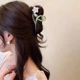 Vintage Pearl Metal Lily Wer Grab Claw Ladies Elegant Ponytail Clip Hairpin Headwear Girls Fashion Hair Accessories