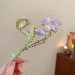 Vintage Pearl Metal Lily Wer Grab Claw Ladies Elegant Ponytail Clip Hairpin Headwear Girls Fashion Hair Accessories