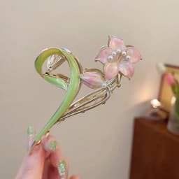 Vintage Pearl Metal Lily Wer Grab Claw Ladies Elegant Ponytail Clip Hairpin Headwear Girls Fashion Hair Accessories