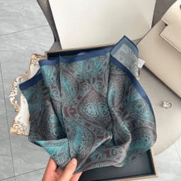 Luxury Brand Paisley Houndstooth Printed Square Scarf Soft Satin Thin Smooth Neck Scarf Sunscreen Headscarf For Women Head Wrap