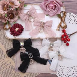 【1 Pair】 Lolita Hair Clips Lace Hair Accessories Pearl Accessories Girls' Items Y2K Accessories Hair Bows Girl Hairpin Cute Thing