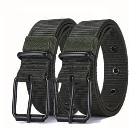 Men's Belt Porous Canvas Pin Buckle Leather Belt Outdoor Sports Belt Women's Trendy Eyelet Belt With Jeans Belt For Men Women