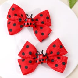 2Pcs Cute Ladybird Bow Hair Clips For Little Girls Dots Print Kids’ Hair Decoration Hairpin Accessories Headwear