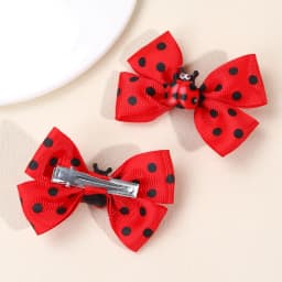 2Pcs Cute Ladybird Bow Hair Clips For Little Girls Dots Print Kids’ Hair Decoration Hairpin Accessories Headwear