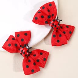 2Pcs Cute Ladybird Bow Hair Clips For Little Girls Dots Print Kids’ Hair Decoration Hairpin Accessories Headwear