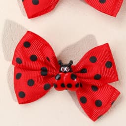 2Pcs Cute Ladybird Bow Hair Clips For Little Girls Dots Print Kids’ Hair Decoration Hairpin Accessories Headwear