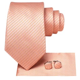 Hi-TieWave Stripe Men's Tie Champagne Elegant and stylish men's tie cufflinks pocket square Suitable for Banquet Wedding Party