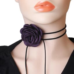 Black Velvet Cord Choker With Flower Scarf Silk Scarf Big Large Floral Rose Chocker 2025 Trendy Fashion Jewelry Y2K Accessories