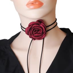 Black Velvet Cord Choker With Flower Scarf Silk Scarf Big Large Floral Rose Chocker 2025 Trendy Fashion Jewelry Y2K Accessories