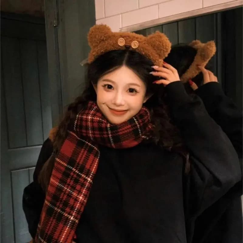 1pc NEW Little Bear Hair Hoop Plush Yellow Cute Face Wash Headband Cartoon Headpiece