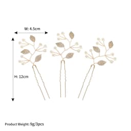 3PK/Set Gold Leaf Hairpin Bridal Wedding Headpieces Classic Mori Hair Clips For Women Party Hair Ornament Jewelry
