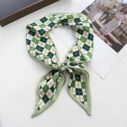 2025 New Grid Print Women Luxury Small Silk Scarf Handle Bag Ribbons Female Head Scarves Sharp Angle For Women Skinny Headband