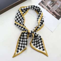 2025 New Grid Print Women Luxury Small Silk Scarf Handle Bag Ribbons Female Head Scarves Sharp Angle For Women Skinny Headband