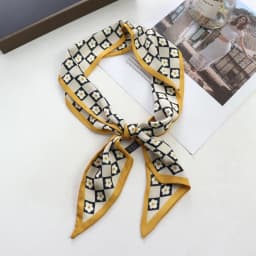 2025 New Grid Print Women Luxury Small Silk Scarf Handle Bag Ribbons Female Head Scarves Sharp Angle For Women Skinny Headband