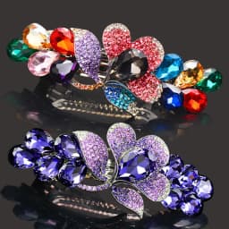 New purple crystal flower spring hair clip Luxury rhinestone top clip Horizontal clip Elegant mother fashion hair accessories