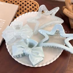 French Sweet Blue Bow Pentagram Grab Clip Girl Hair Shark Clip Headwear Women Hair Clip Claw Clamp Hair Accessories