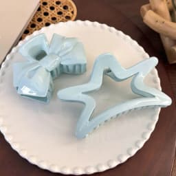 French Sweet Blue Bow Pentagram Grab Clip Girl Hair Shark Clip Headwear Women Hair Clip Claw Clamp Hair Accessories