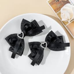 1Pair Bow Lolita Delicate Hair Jewelry Heart Hair Clip Women's Harajuku Steampunk Handmade Headwear Subculture