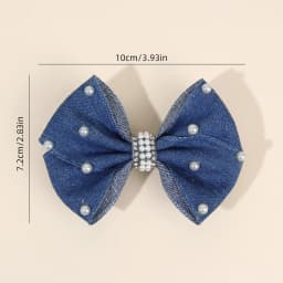 2Pcs Denim Bow Hair Clips Chic Elegant Vintage Pearl Boho Hairpin For Girls Women Kids y2k Daily Hair Accessories Gift Ornament